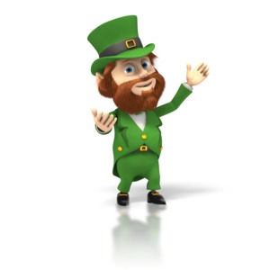 Happy Leprechaun Presents PowerPoint clipart graphic preview.