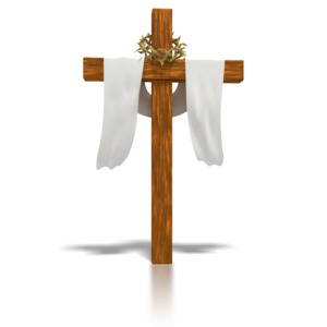 Clothed Easter Cross PowerPoint clipart graphic preview.