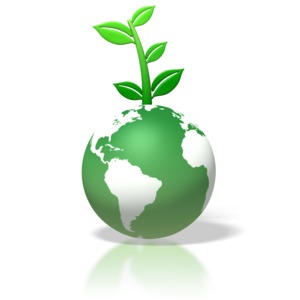 Green Earth Leaves Growing On Top PowerPoint clipart graphic preview.