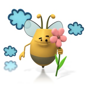 Bee Flying Holding Flower PowerPoint clipart graphic preview.