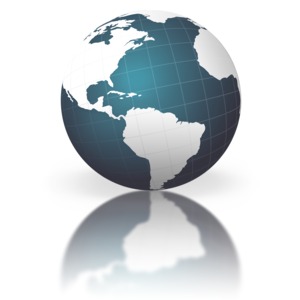 Blue Globe With Graph PowerPoint clipart graphic preview.