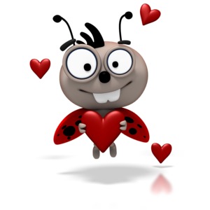 Ladybug - Love Bug Flying Holding Heart PowerPoint clipart graphic preview.