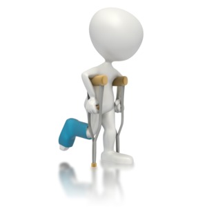 Stick Character on Crutches PowerPoint clipart graphic preview.