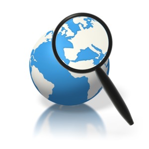 Earth Magnifying Glass Europe PowerPoint clipart graphic preview.