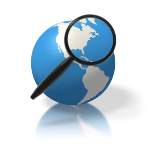 Earth Magnifying Glass North America PowerPoint clipart graphic preview.