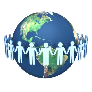 Global Teamwork PowerPoint clipart graphic preview.