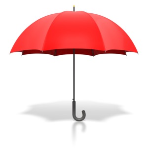 Red Umbrella Standing Upright PowerPoint clipart graphic preview.