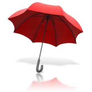 Red Umbrella Angled PowerPoint clipart graphic preview.