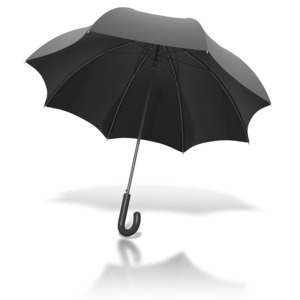 Black Umbrella Angled PowerPoint clipart graphic preview.