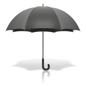 Black Umbrella Standing Upright PowerPoint clipart graphic preview.