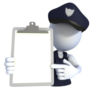 Police Officer Clipboard PowerPoint clipart graphic preview.