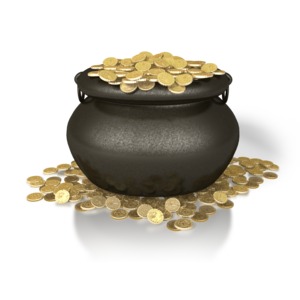 Pot Of Gold PowerPoint clipart graphic preview.