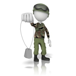 Army Character Holding Dogtags PowerPoint clipart graphic preview.