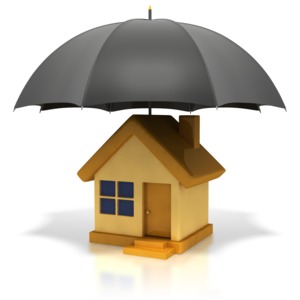 House Under Umbrella PowerPoint clipart graphic preview.