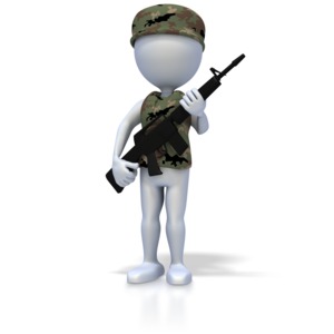 Military Stick Figure With Rifle PowerPoint clipart graphic preview.