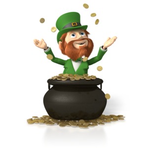 Leprechaun In Pot of Gold PowerPoint clipart graphic preview.