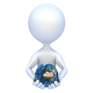 Stick Figure Hold Earth PowerPoint clipart graphic preview.