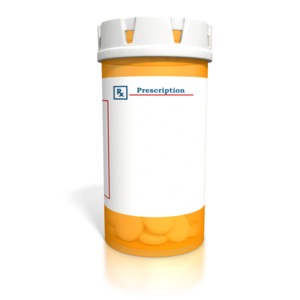 Orange Medication Bottle With Label PowerPoint clipart graphic preview.