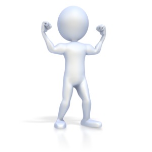 3D Figure Flexing Muscles PowerPoint clipart graphic preview.