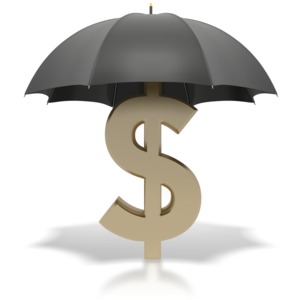 Black Umbrella Dollar Sign PowerPoint clipart graphic preview.