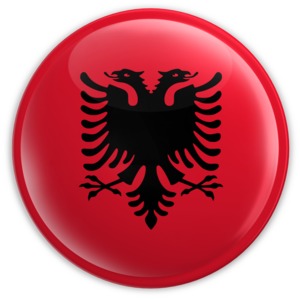 Badge of the Albanian Flag PowerPoint clipart graphic preview.
