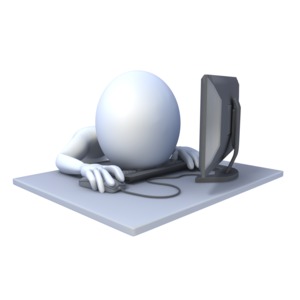 Stick Figure Asleep Computer PowerPoint clipart graphic preview.