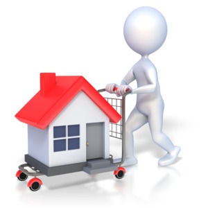 3D Figure House Shopping PowerPoint clipart graphic preview.