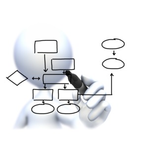 Stick Figure Drawing Flow Chart PowerPoint clipart graphic preview.