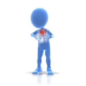 Stick Figure Chest Pain PowerPoint clipart graphic preview.