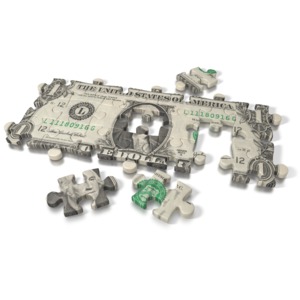 One Dollar Bill Puzzle PowerPoint clipart graphic preview.