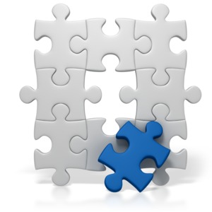 Blue Puzzle Piece Missing PowerPoint clipart graphic preview.