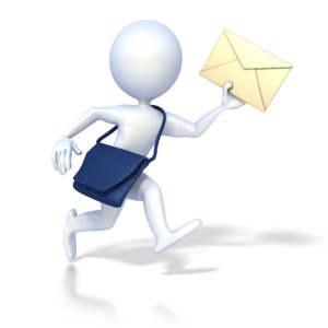 3D Mailman Deliver PowerPoint clipart graphic preview.