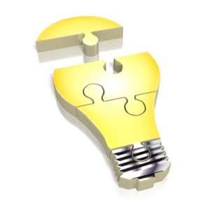 Lightbulb Puzzle PowerPoint clipart graphic preview.