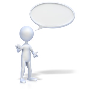3D Figure with Conversation Bubble PowerPoint clipart graphic preview.