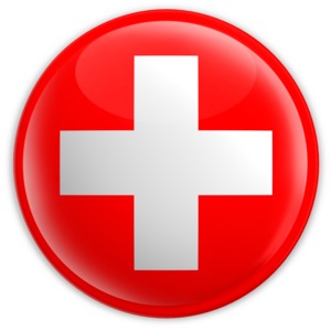 Badge of the Flag of Switzerland PowerPoint clipart graphic preview.
