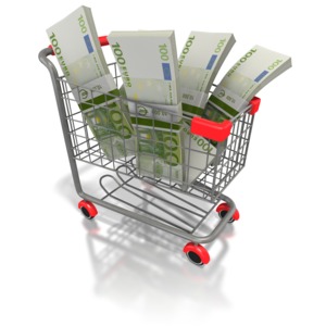 Shopping Cart Euro Money PowerPoint clipart graphic preview.