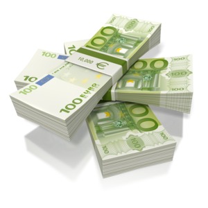 Euro Money Three Stack PowerPoint clipart graphic preview.