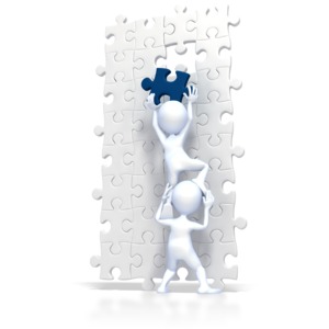 Build Puzzle Teamwork PowerPoint clipart graphic preview.
