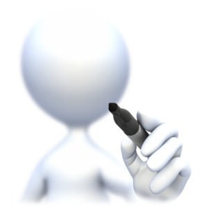 Stick Figure Out Of Focus With Pen PowerPoint clipart graphic preview.