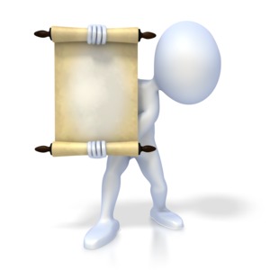 Figure Holding Scroll PowerPoint clipart graphic preview.