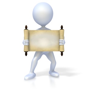 Figure Holding Old Scroll PowerPoint clipart graphic preview.