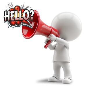 Figure With Megaphone Customizable PowerPoint clipart graphic preview.