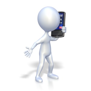 Stick Figure Cell Phone PowerPoint clipart graphic preview.