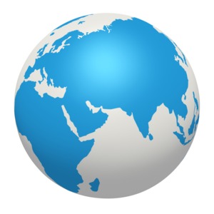 Blue White Earth Europe Africa Asia PowerPoint clipart graphic preview.