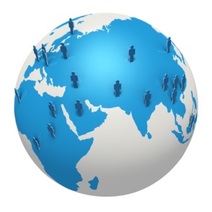 Global Stick Figure Europe Africa Asia PowerPoint clipart graphic preview.