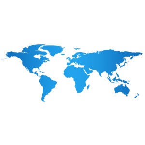 Blue Flat World Map PowerPoint clipart graphic preview.