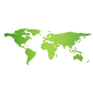Green Flat World Map PowerPoint clipart graphic preview.