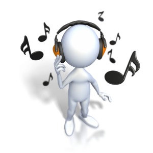 Stick Figure Listening To Music PowerPoint clipart graphic preview.