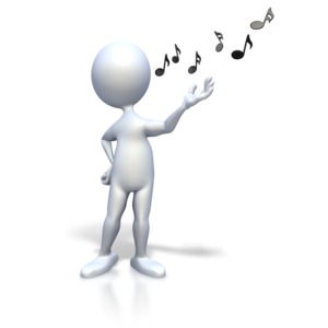 Stick Figure Singing Music Notes PowerPoint clipart graphic preview.