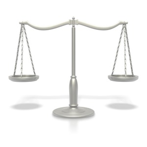 Silver Justice Scale PowerPoint clipart graphic preview.